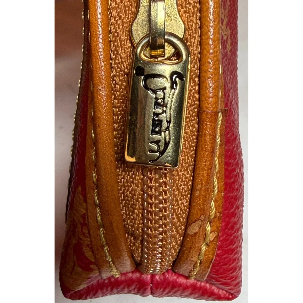 Vtg 90s La Espuela Red Leather Equestrian Coin Pouch Made‎ in Spain Small